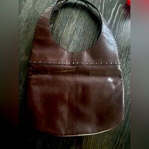 xoxo brown leather like western chic hobo bag